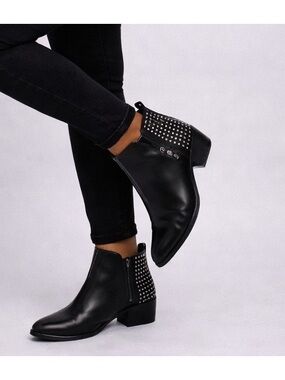 Guess Black Ankle Boots with Silver Studs